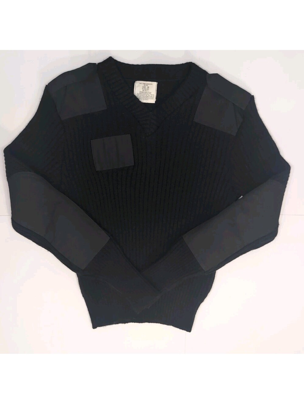 VTG US Military Jack Young Associates Sweater Mens M Black Wool Mock Neck 90s
